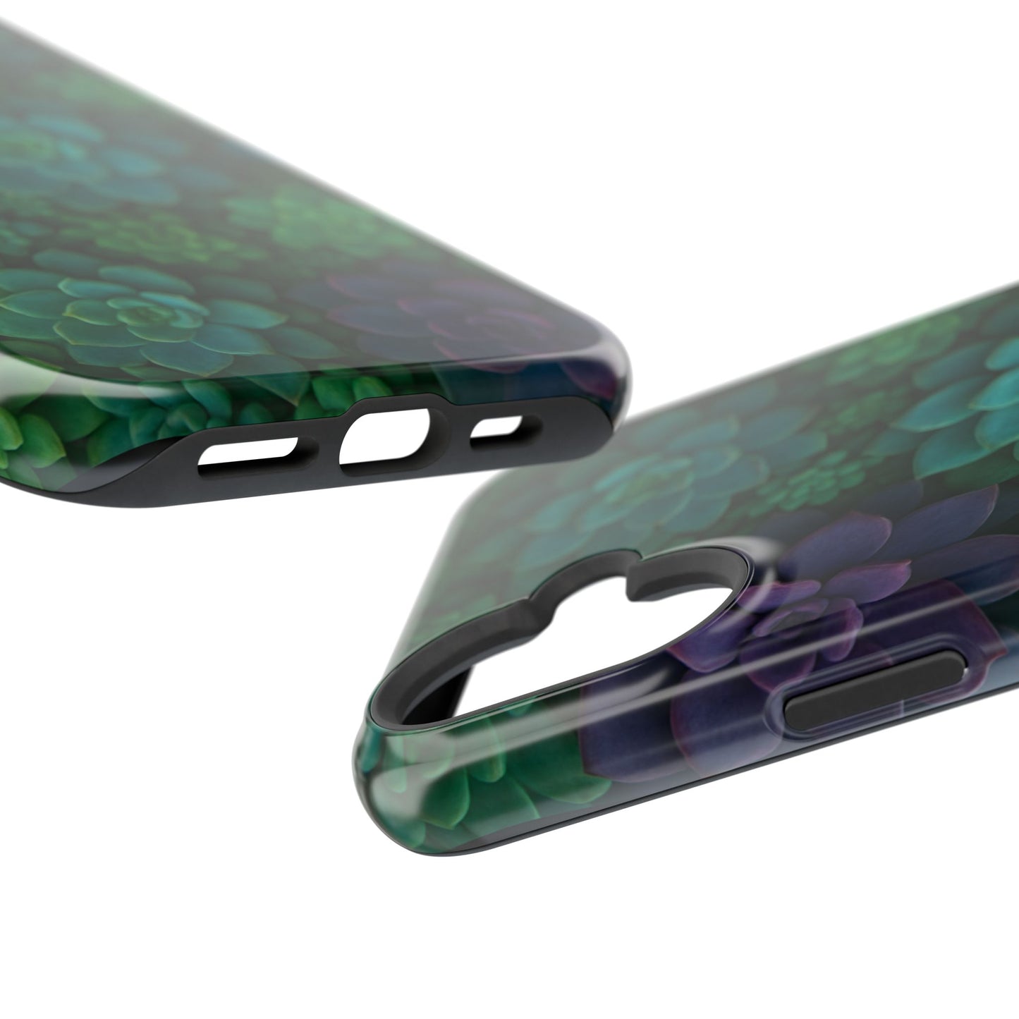 Succulent Pattern Impact-Resistant Phone Case — Green Teal Floral Protection