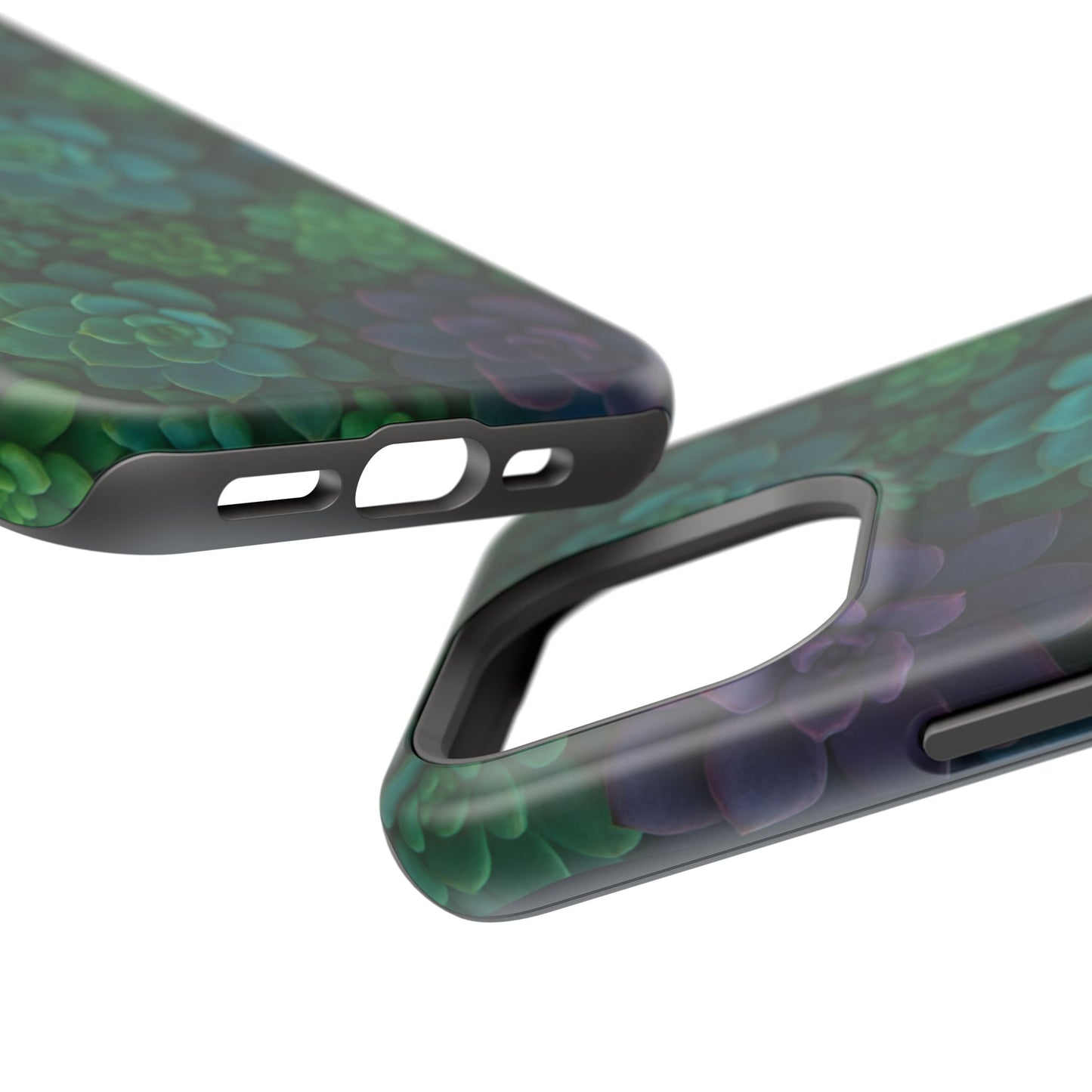 Succulent Pattern Impact-Resistant Phone Case — Green Teal Floral Protection