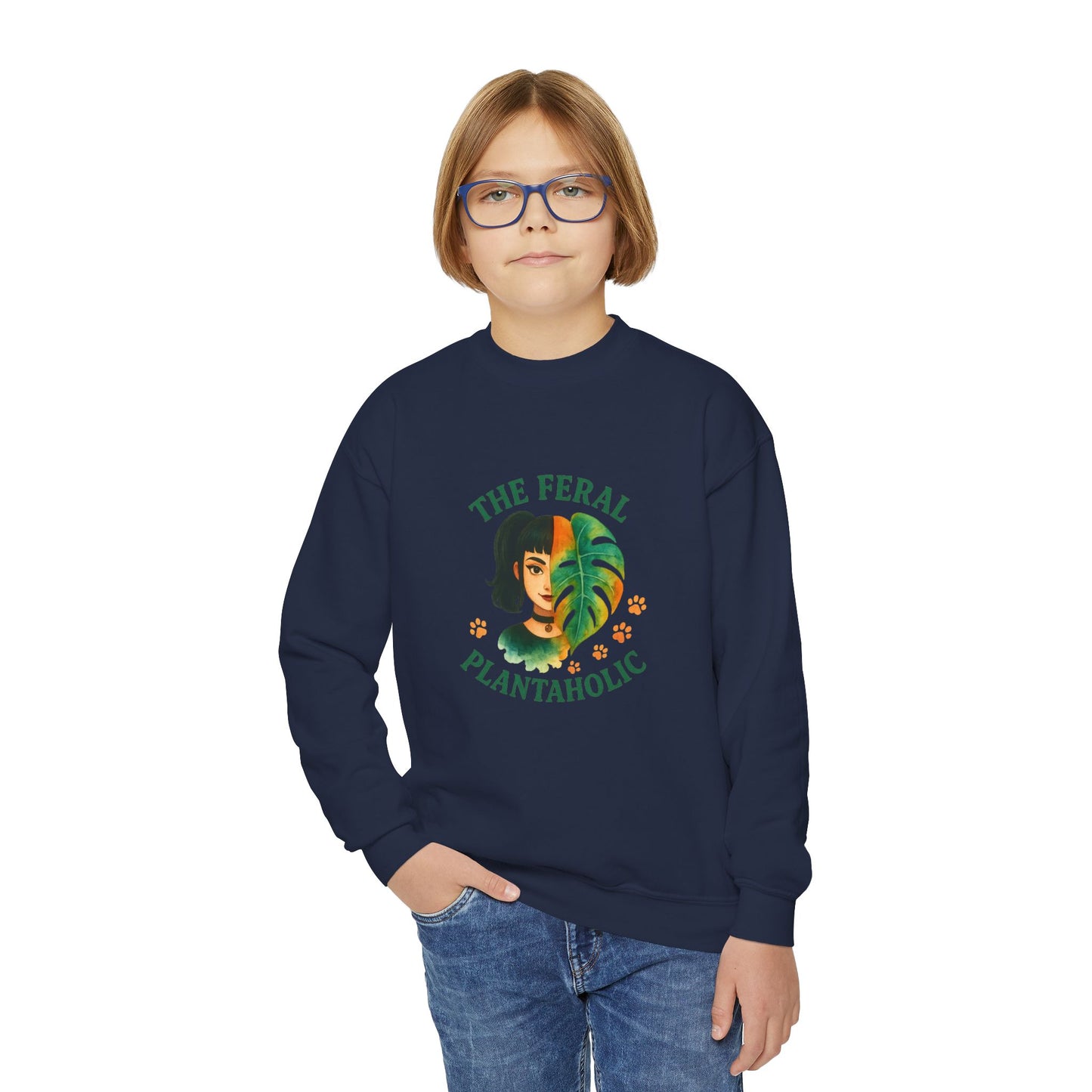 Youth Crewneck Sweatshirt - The Feral Plantaholic, Trendy Gift