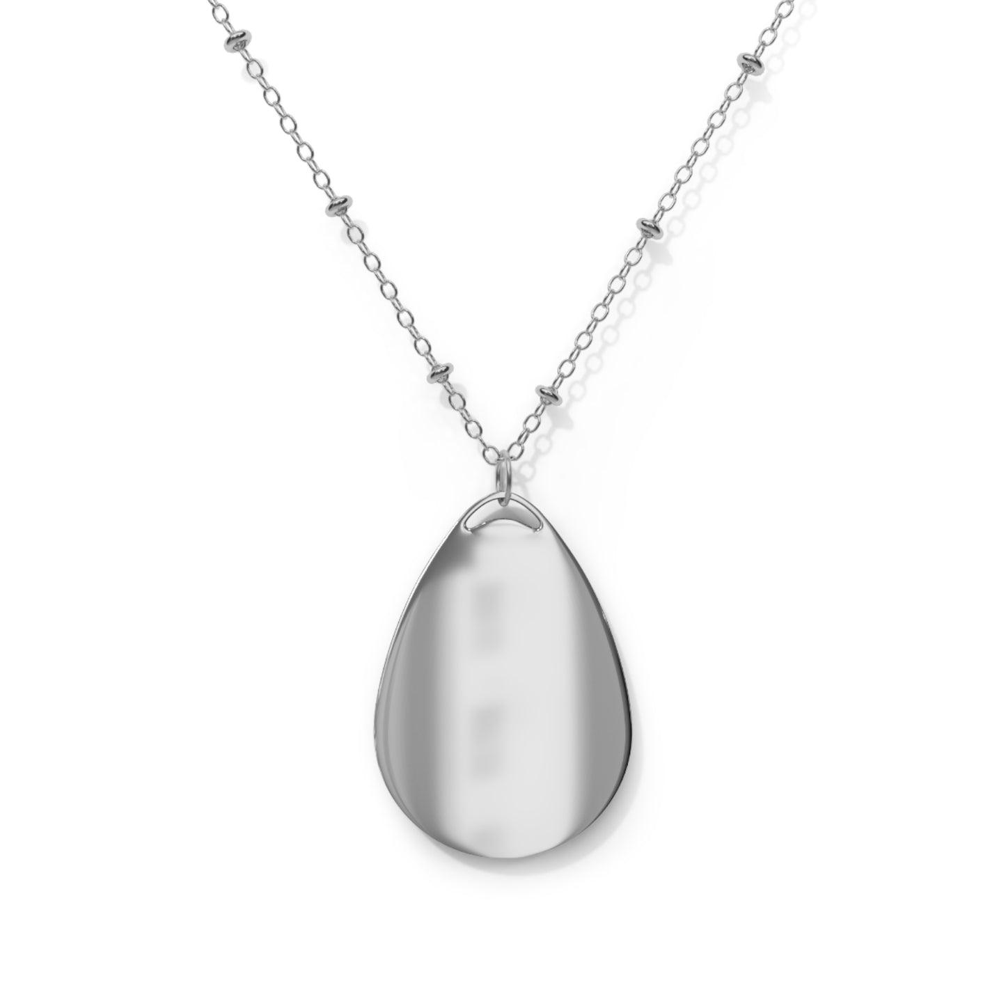 Monstera Leaf Oval Pendant Necklace — Botanical Teardrop Jewelry