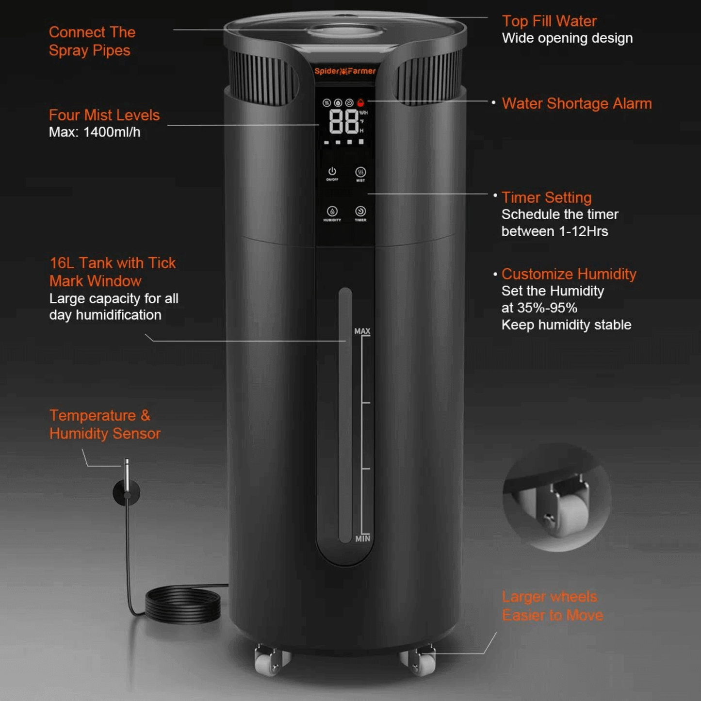 Spider Farmer Cool Mist Humidifier 16L