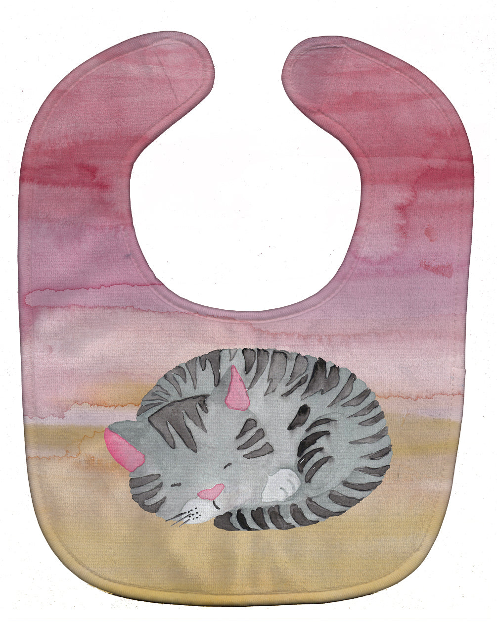 Sleeping Grey Cat Watercolor Baby Bib BB7353BIB