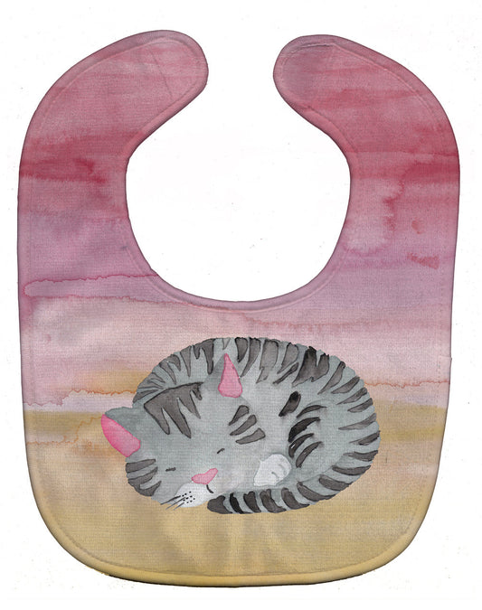 Sleeping Grey Cat Watercolor Baby Bib BB7353BIB