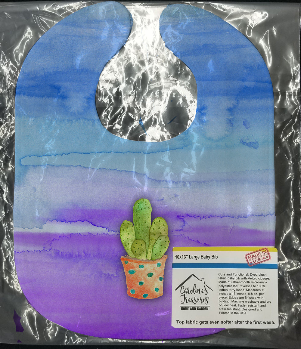 Cactus Blue and Purple Watercolor Baby Bib BB7363BIB