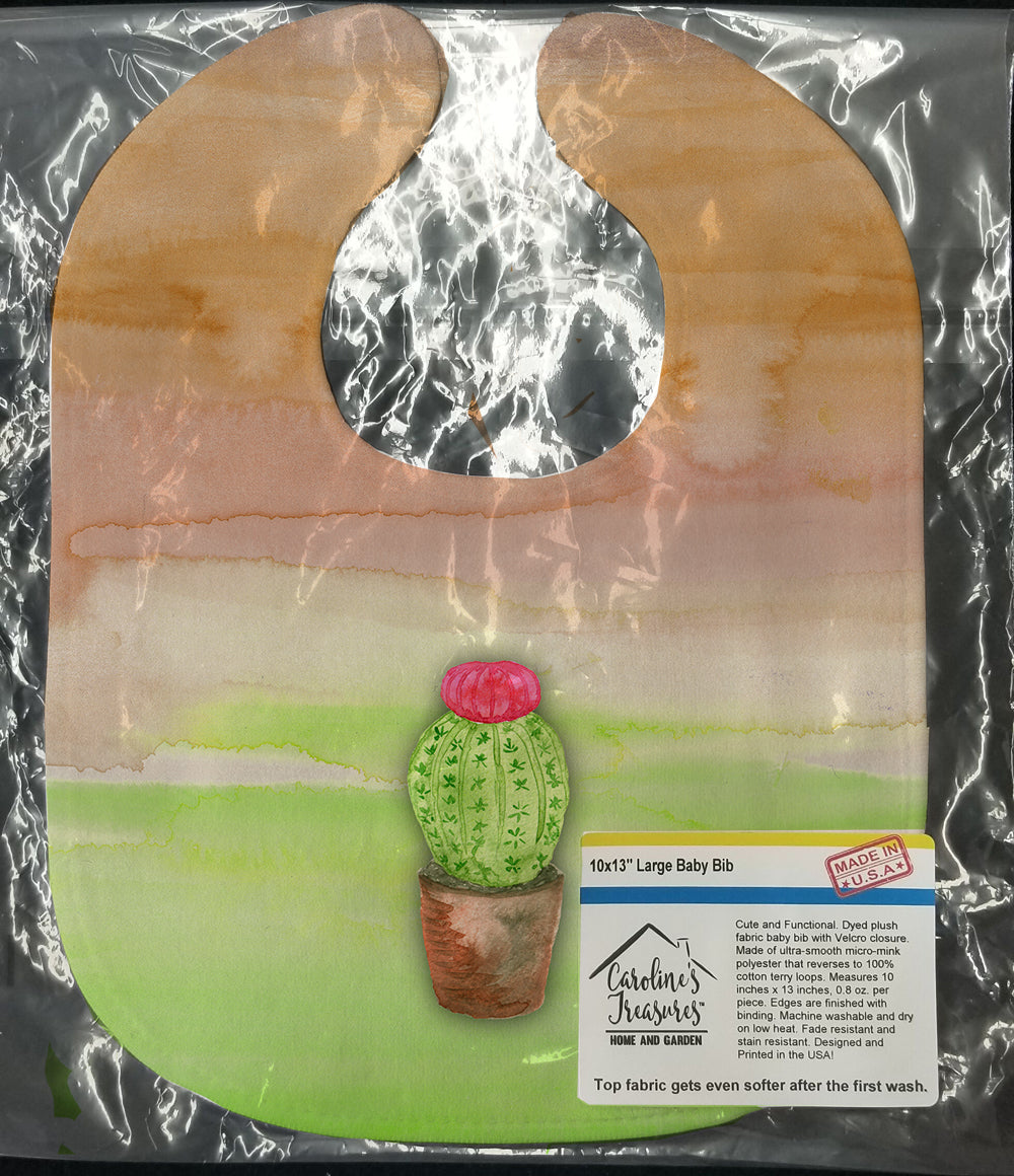 Cactus Green and Brown Watercolor Baby Bib BB7365BIB