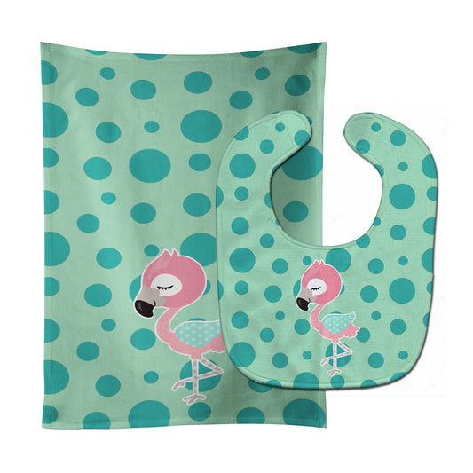 Flamingo Baby Bib & Burp Cloth BB8724STBU