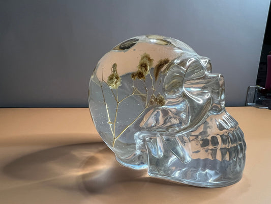 Skull with Mushroom and Flowers
