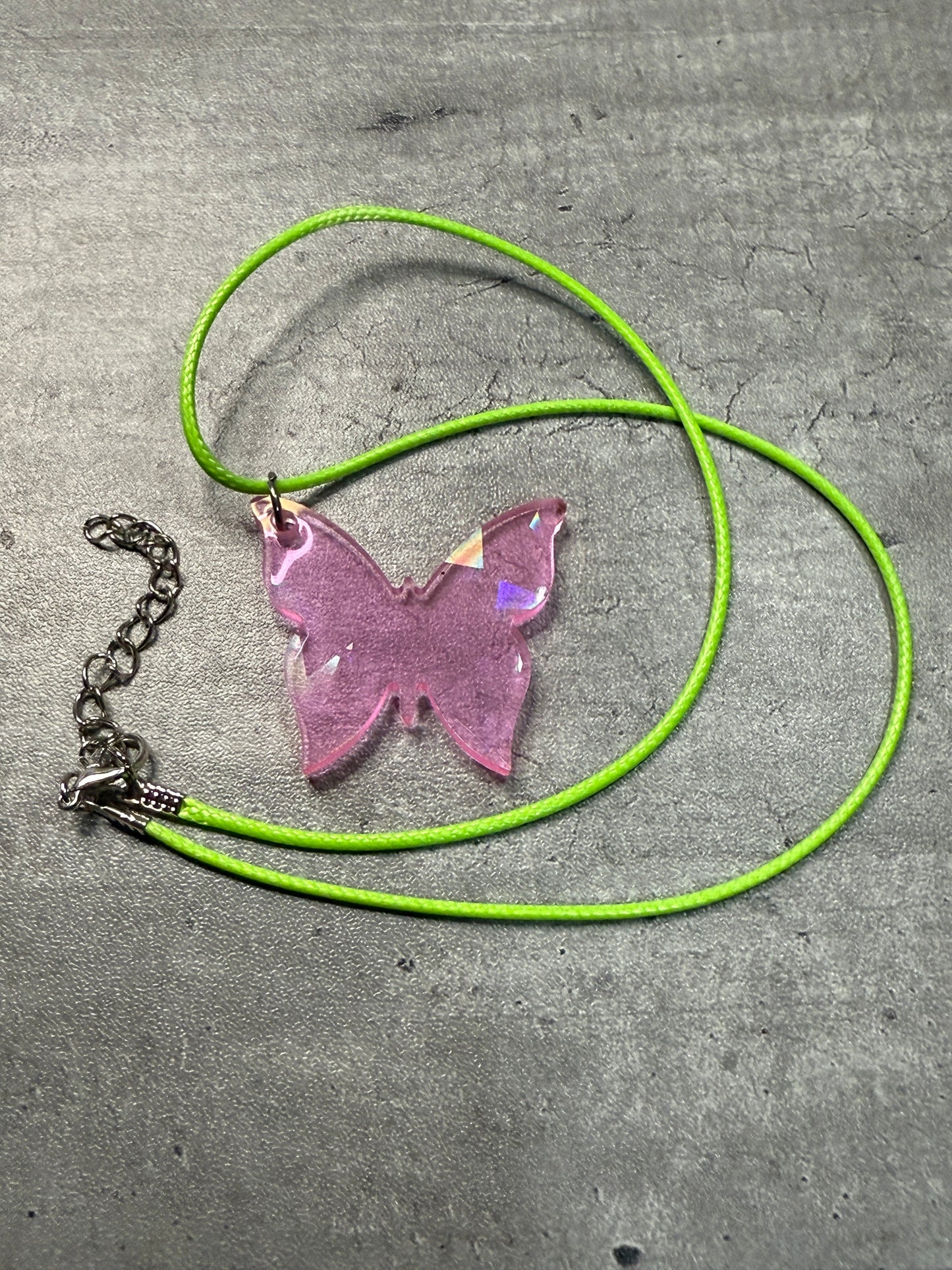 Butterfly Pendant Corded Necklace