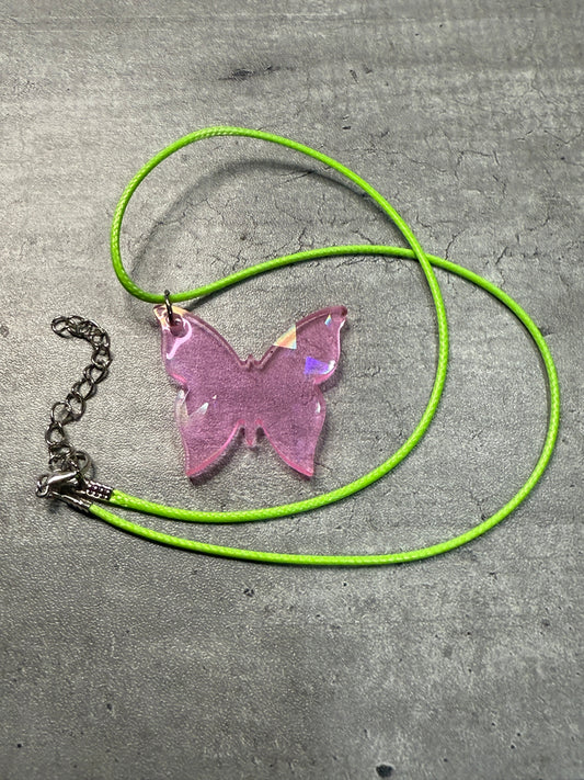 Butterfly Pendant Corded Necklace