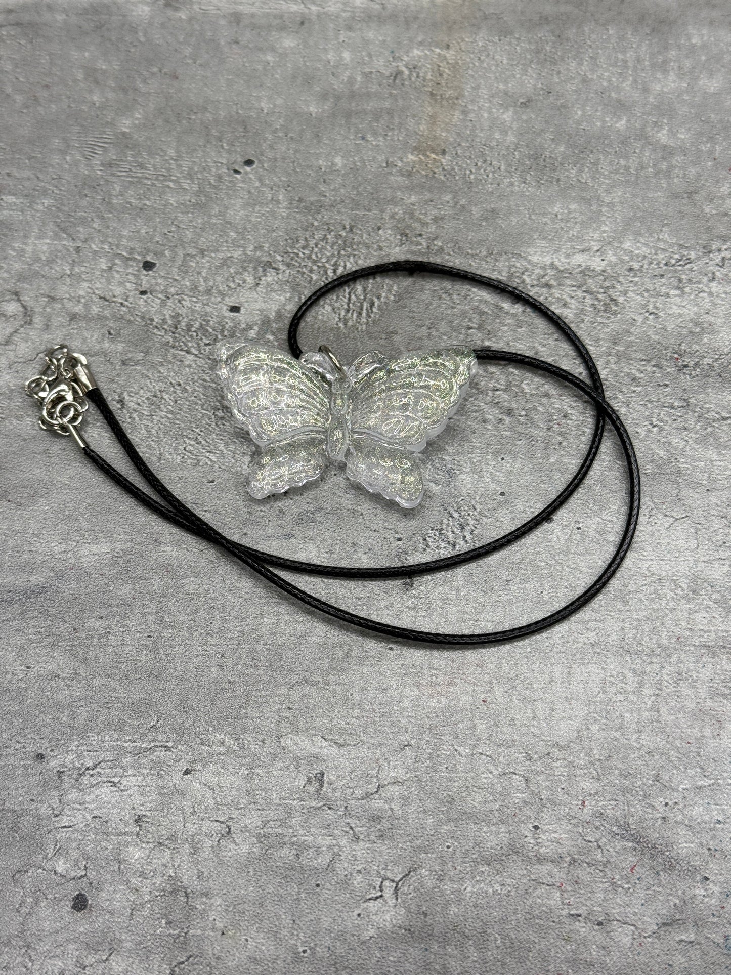 Butterfly Pendant Corded Necklace