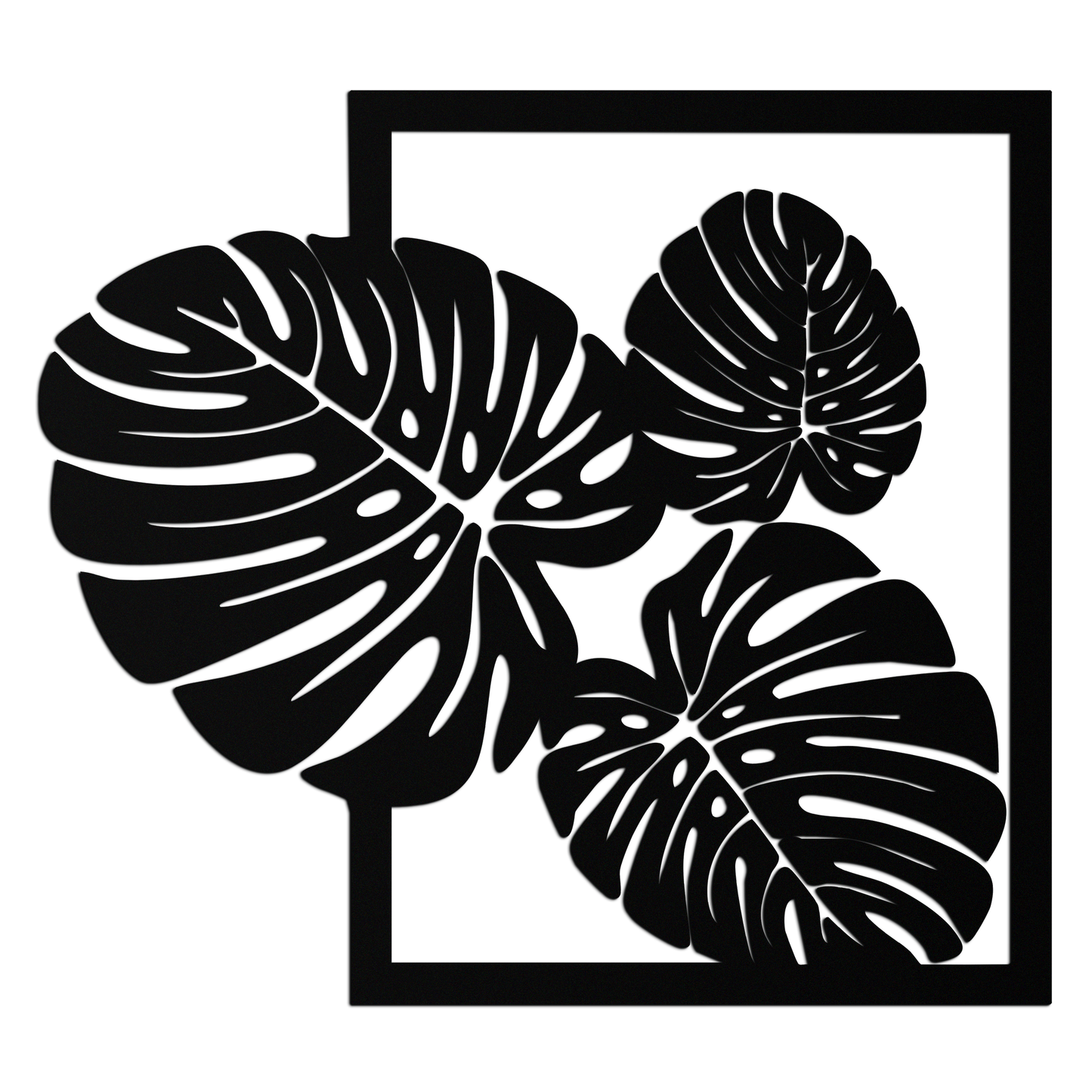 Monstera Leaf Metal Wall Art – Modern Tropical Black Wall Decor for Living Room- KAF552