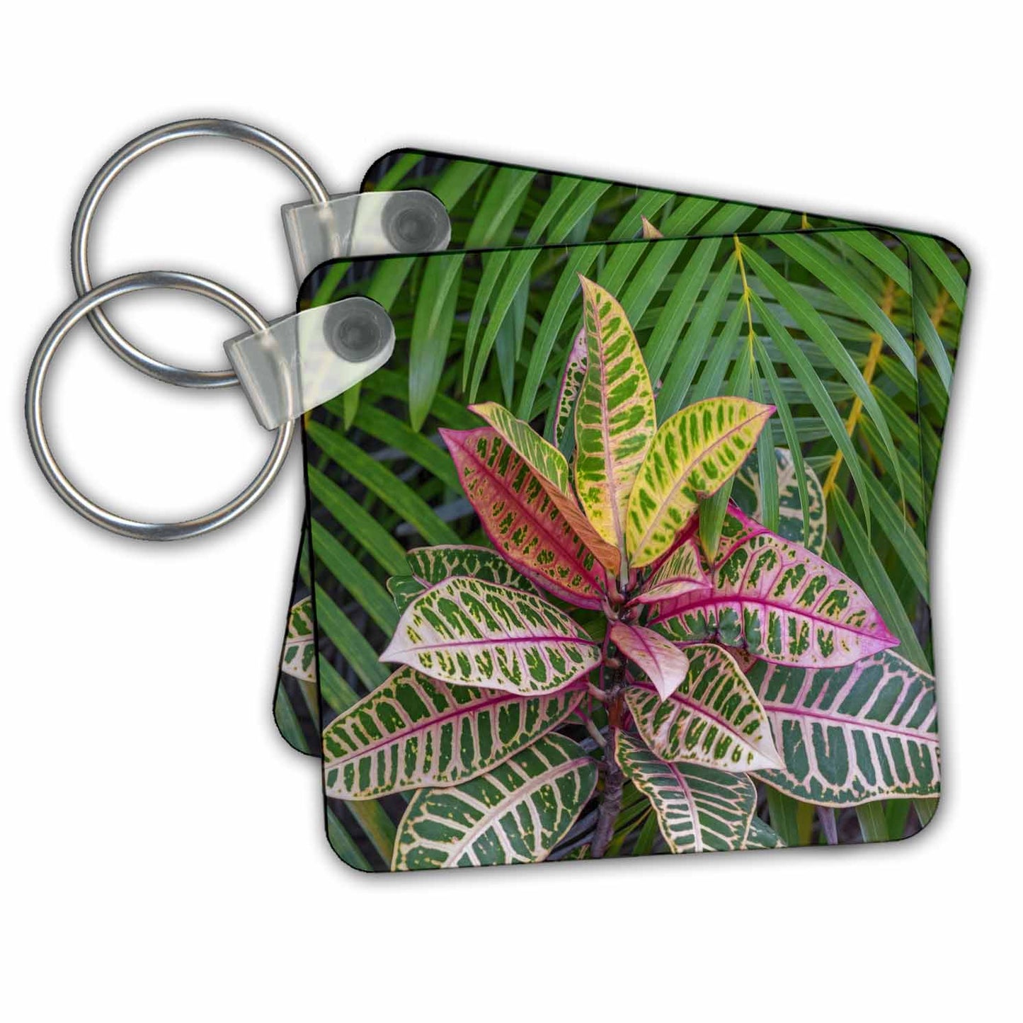 Key Chain - Palm fronds and Croton plants Leaves
