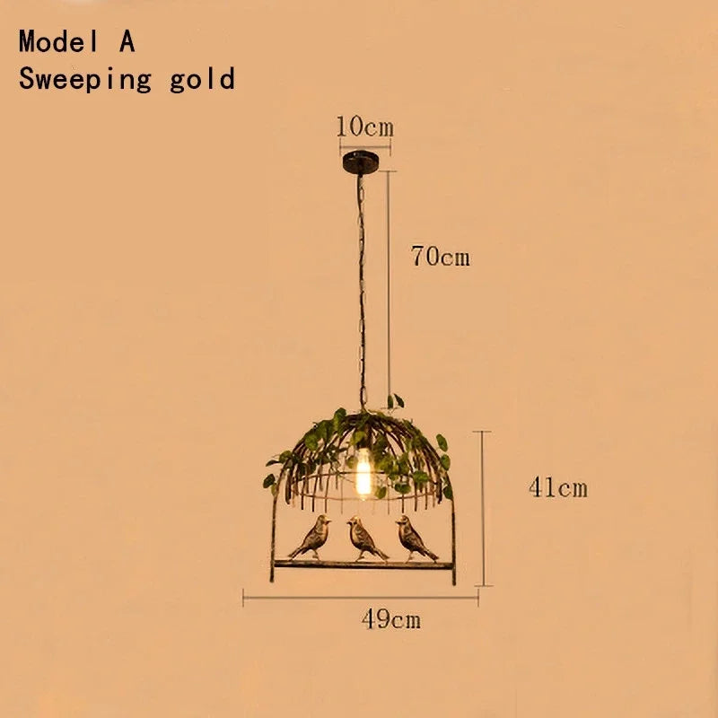 DecorBites™ Green Leaf Bird Cage Chandelier for Dining Table and Garden Decor