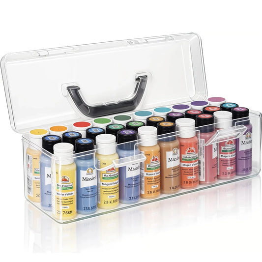 Acrylic Paint Storage Box for Apple Barrel Acrylic Paint 30 Bottles Capacity Acrylic Paint Organizer for 2 fl. oz Acrylic Paints