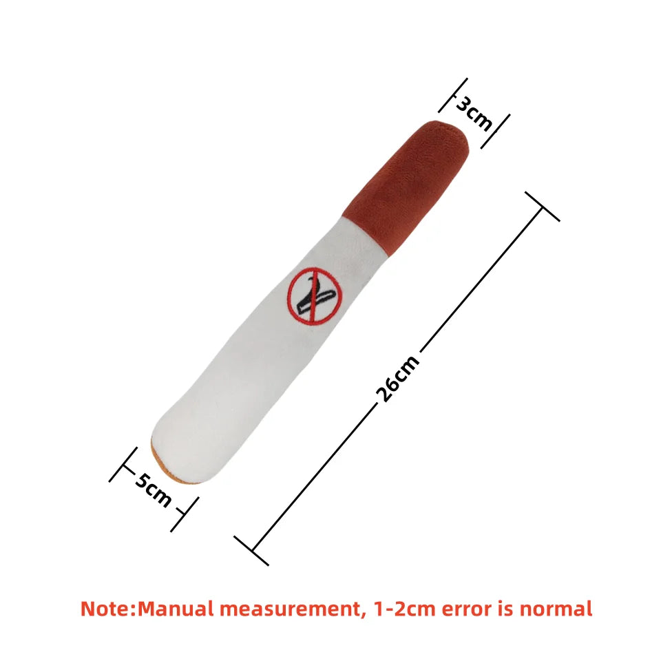 Interactive Plush Dog Cigar – Squeaky Chew Toy for Small Dogs