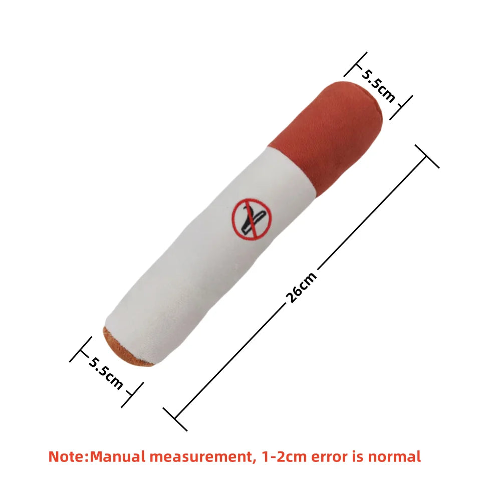 Interactive Plush Dog Cigar – Squeaky Chew Toy for Small Dogs