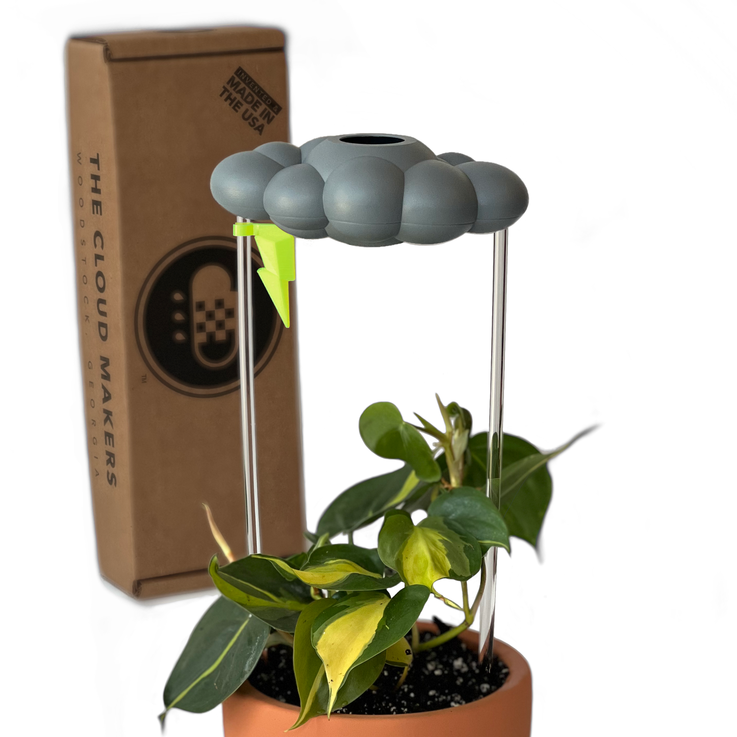Stormy Dripping Rain Cloud with Neon Lightning Bolt Charm