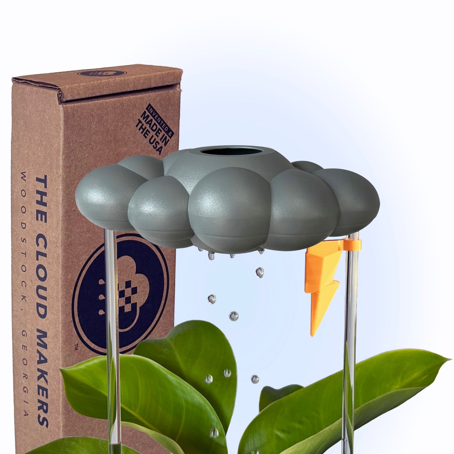 Stormy Dripping Rain Cloud with Lightning Bolt Charm