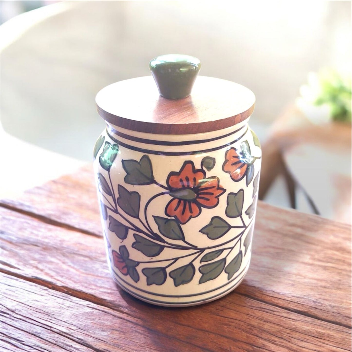 Ceramic Jars with Wooden Lids