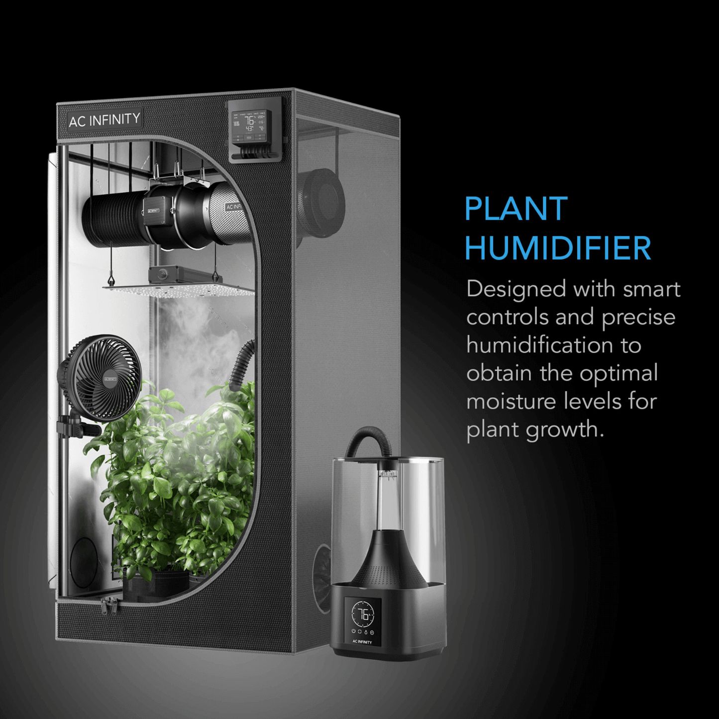 AC Infinity CLOUDFORGE T3, Environmental Plant Humidifier, 4.5L, Smart Controls, Targeted Vaporizing