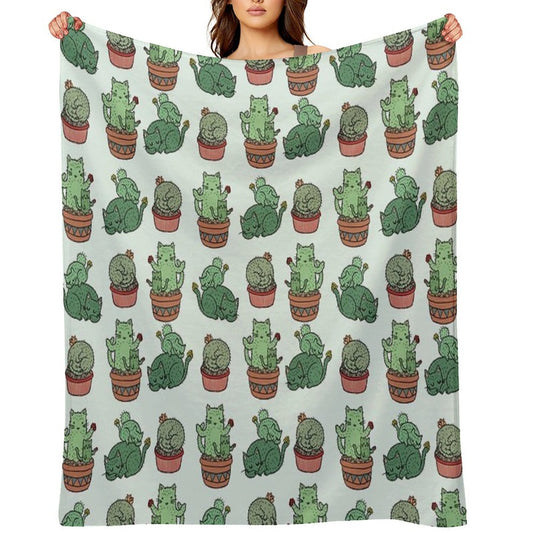 Cactus Cats Throw Blanket