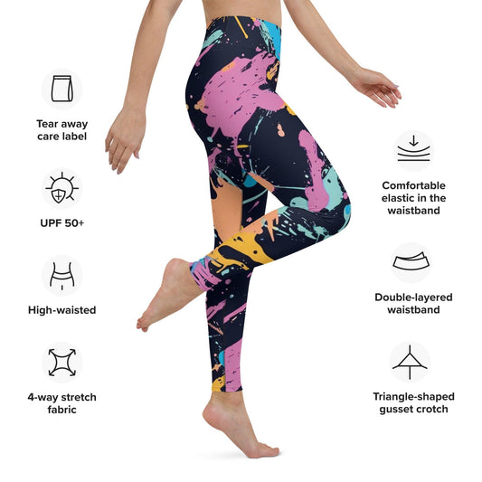 Vibrant Paint Splatter Yoga Leggings