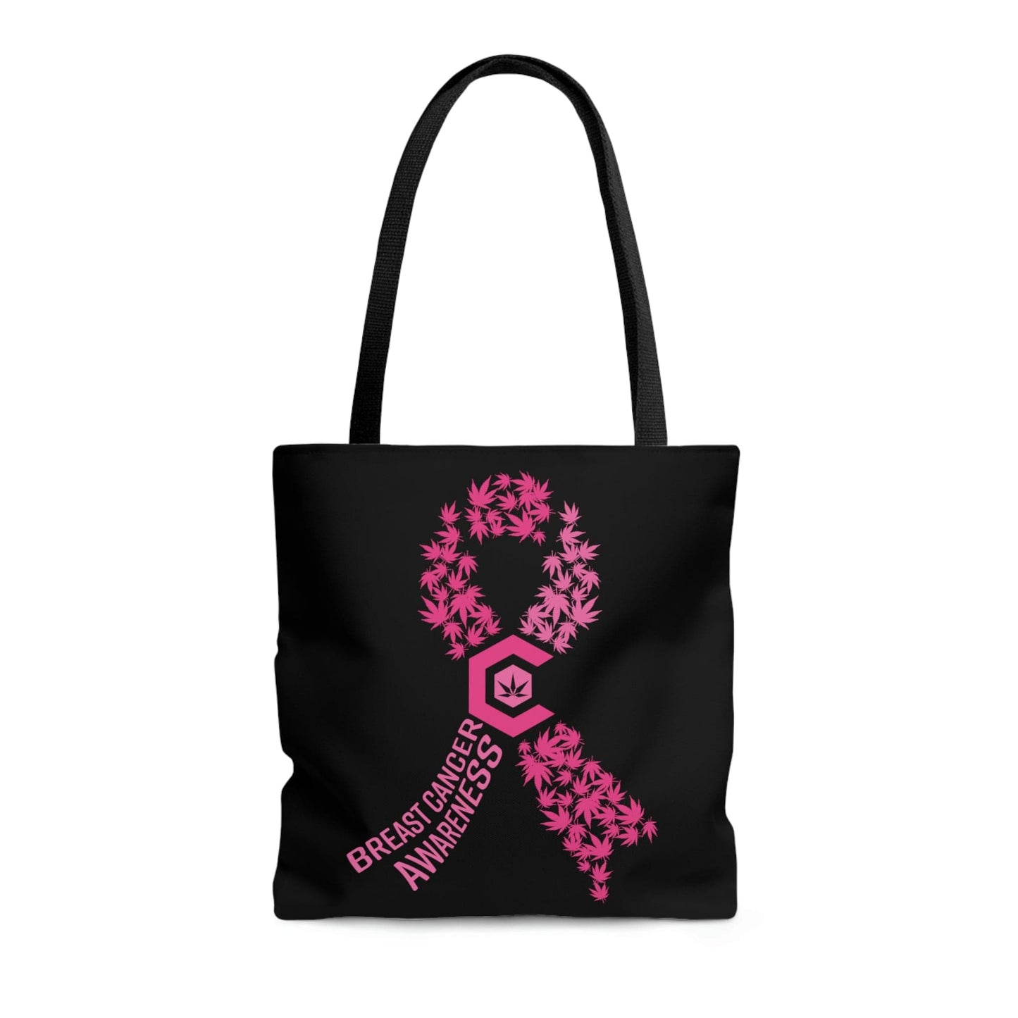 Breast Cancer Awareness Black Tote Bag