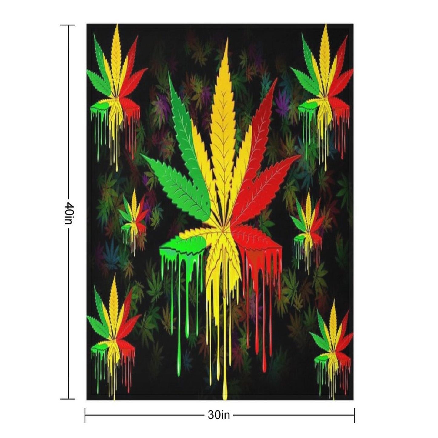 Leaf Rasta Colors Dripping Paint Throw Blanket