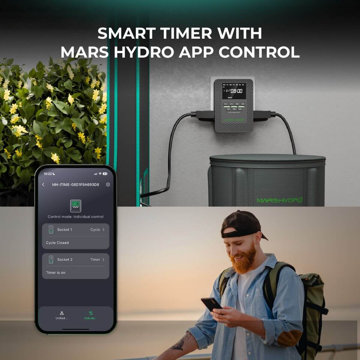 Mars Hydro iTime 2-in-1  Dual Outlet Smart Timer with App Control and Custom Scheduling
