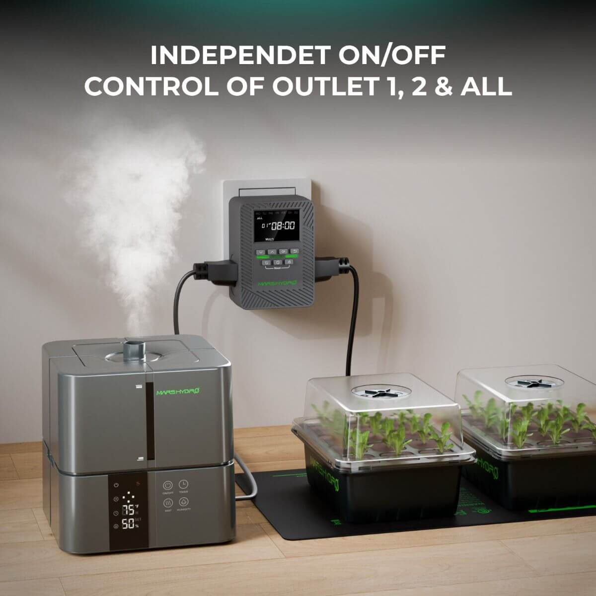 Mars Hydro iTime 2-in-1  Dual Outlet Smart Timer with App Control and Custom Scheduling