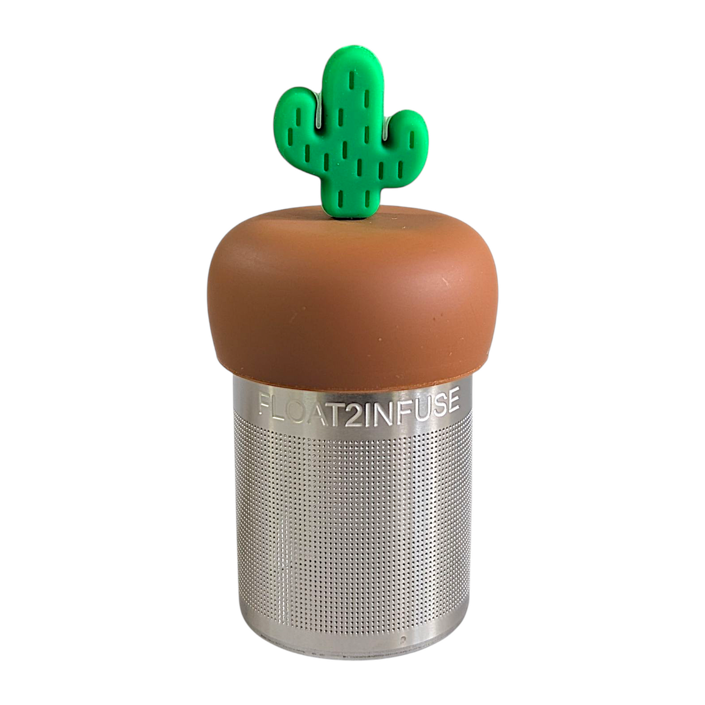 Green Saguaro Cactus Floating Tea Steeper l light brown