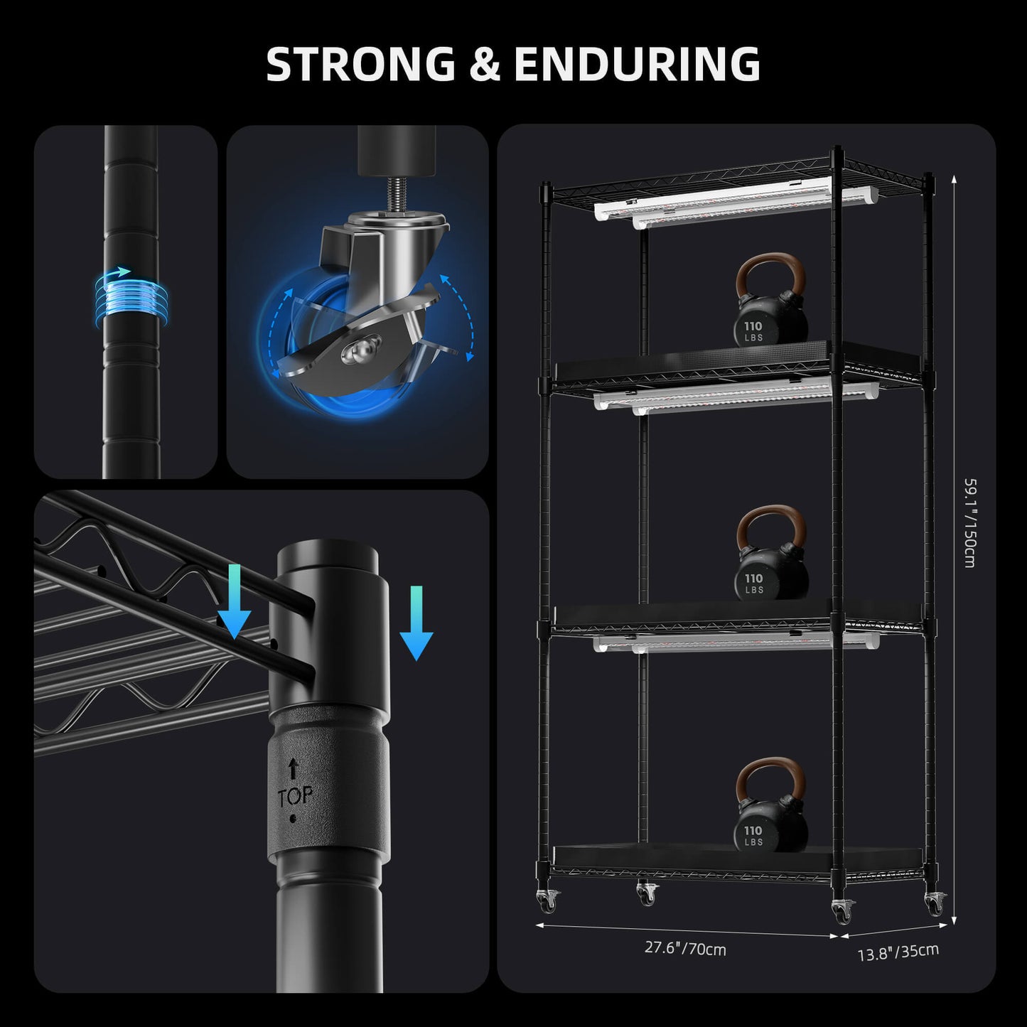Spider Farmer 4 Tier Plant Stand + 6 x 18W LED Light Bars + 1' 2" x 2' 4" Grow Tent Kit