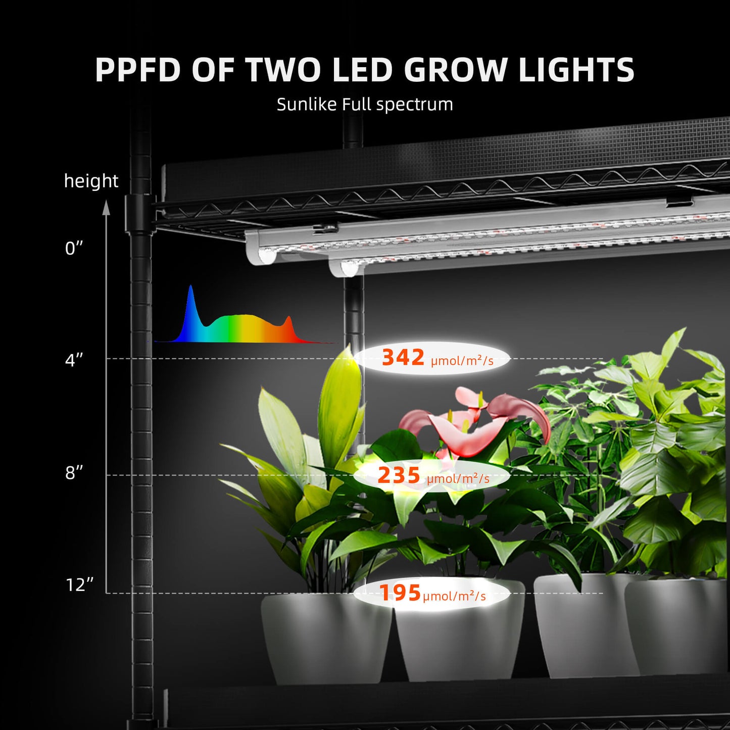 Spider Farmer 6 Tier Plant Stand + 10 x 22W LED Lights Bars + 1' 4" x 3' 8" Grow Tent Kit