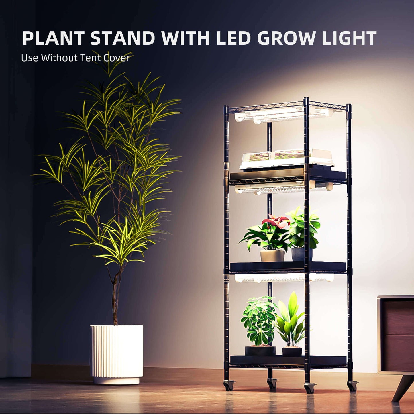 Spider Farmer 4 Tier Plant Stand + 6 x 9W LED Light Bars + 1' x 1' 4" Grow Tent Kit
